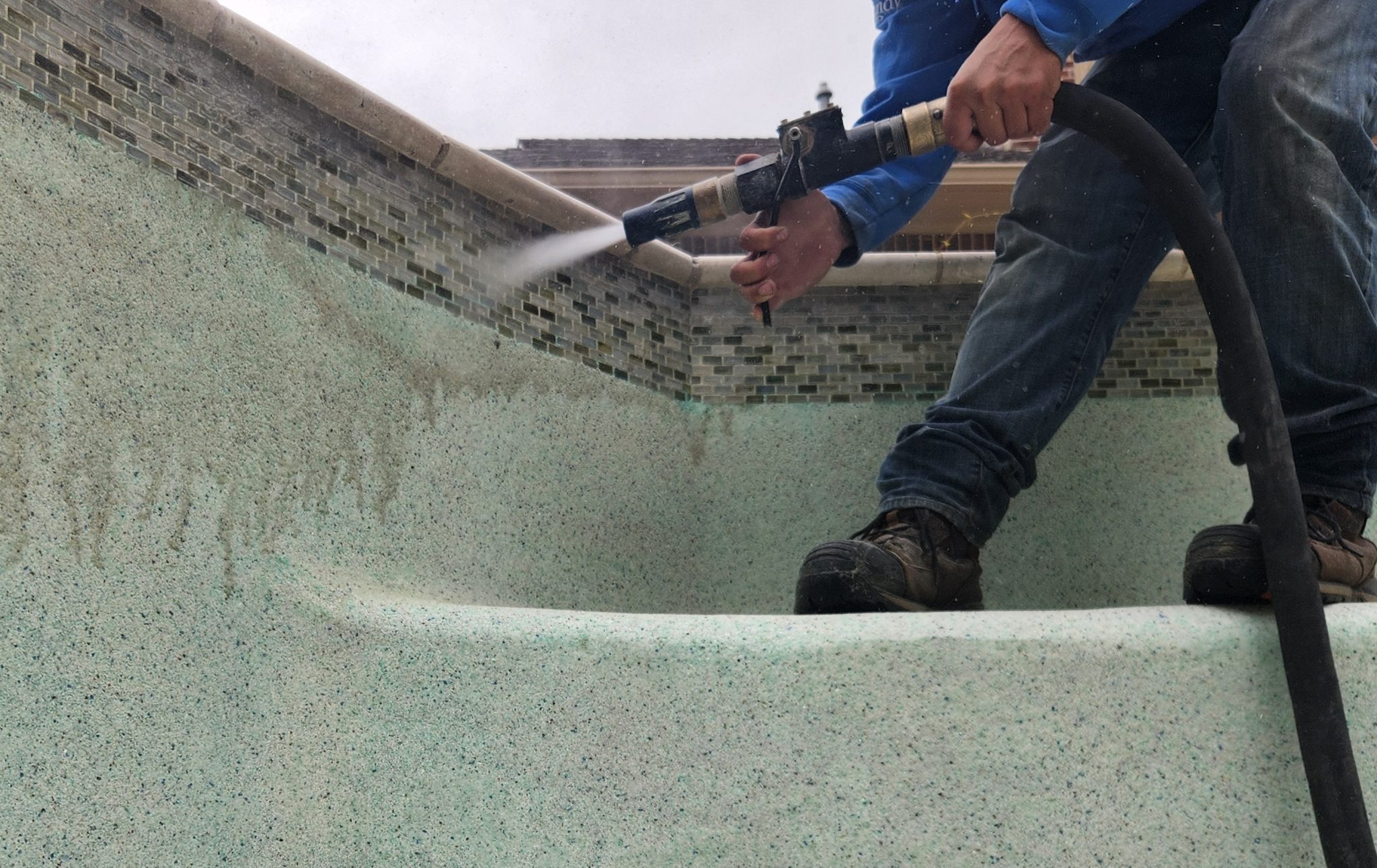 Glass Bead Blasting Pool Tile Cleaning Grapevine TX